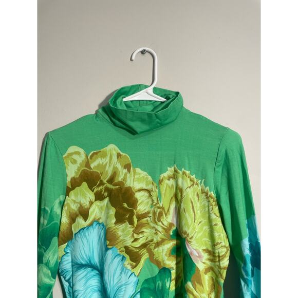 The Kit Green Jade Iris Floral Printed Turtleneck Bamboo Fabric - Picture 2 of 9